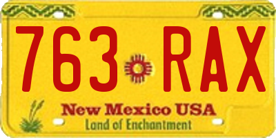 NM license plate 763RAX