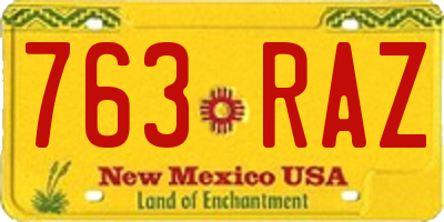 NM license plate 763RAZ
