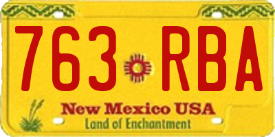 NM license plate 763RBA