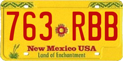 NM license plate 763RBB