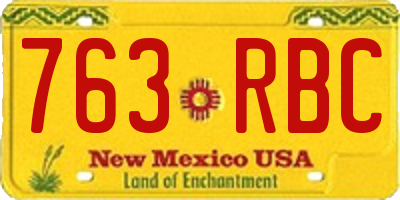 NM license plate 763RBC
