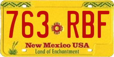 NM license plate 763RBF