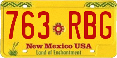 NM license plate 763RBG