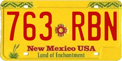 NM license plate 763RBN