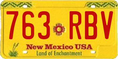 NM license plate 763RBV