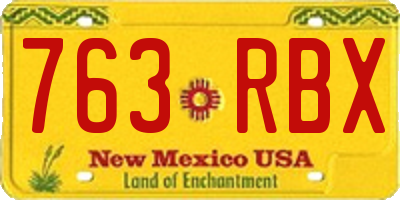 NM license plate 763RBX