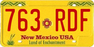 NM license plate 763RDF