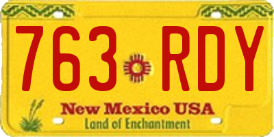 NM license plate 763RDY
