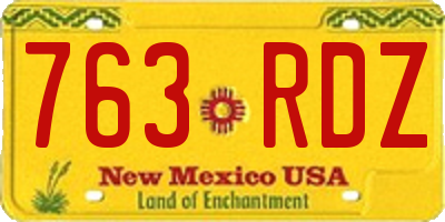 NM license plate 763RDZ