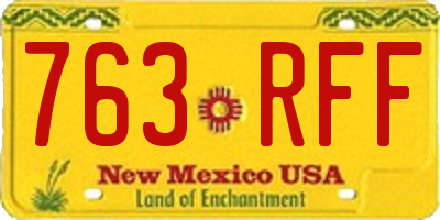 NM license plate 763RFF