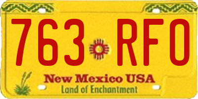 NM license plate 763RFO