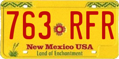 NM license plate 763RFR