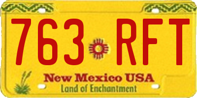 NM license plate 763RFT