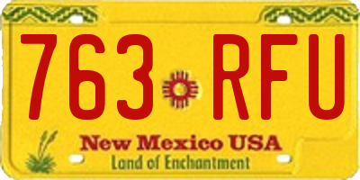 NM license plate 763RFU