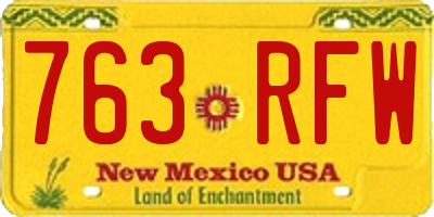NM license plate 763RFW