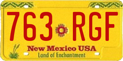 NM license plate 763RGF