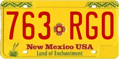 NM license plate 763RGO