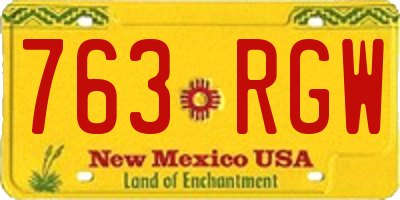 NM license plate 763RGW