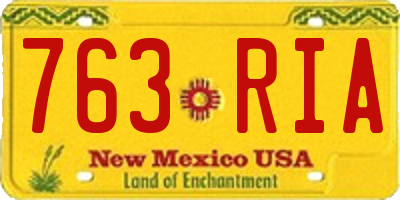 NM license plate 763RIA