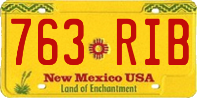 NM license plate 763RIB