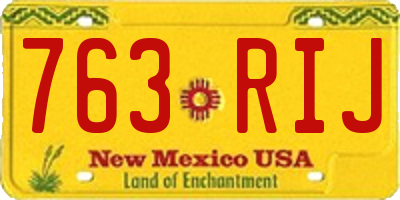 NM license plate 763RIJ