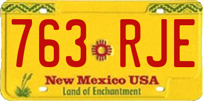 NM license plate 763RJE