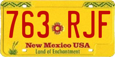 NM license plate 763RJF