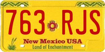 NM license plate 763RJS