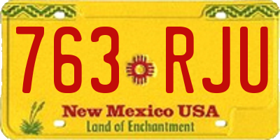 NM license plate 763RJU