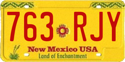 NM license plate 763RJY