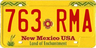 NM license plate 763RMA