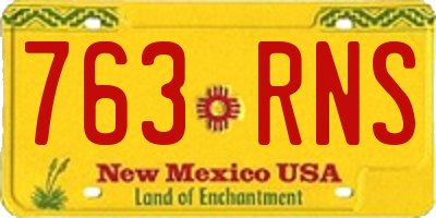 NM license plate 763RNS