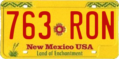 NM license plate 763RON