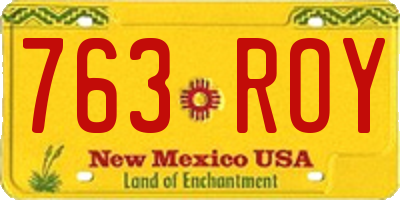 NM license plate 763ROY