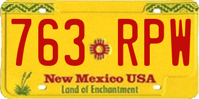 NM license plate 763RPW