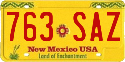 NM license plate 763SAZ