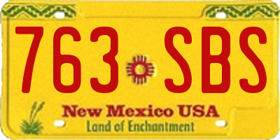NM license plate 763SBS