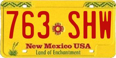 NM license plate 763SHW