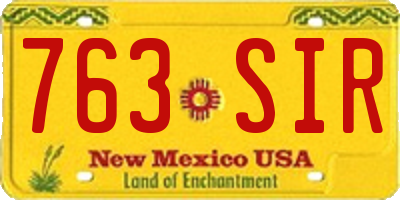 NM license plate 763SIR