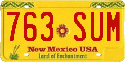 NM license plate 763SUM