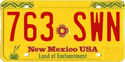 NM license plate 763SWN