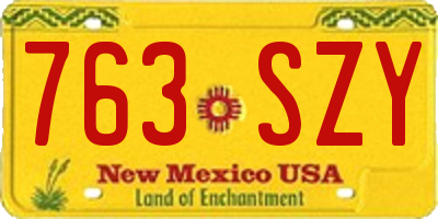 NM license plate 763SZY