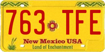 NM license plate 763TFE