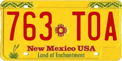 NM license plate 763TOA