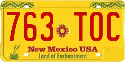 NM license plate 763TOC