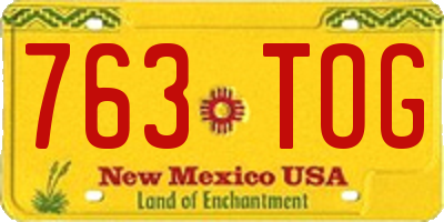 NM license plate 763TOG