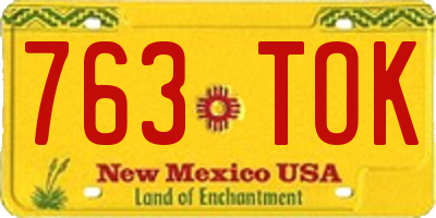 NM license plate 763TOK