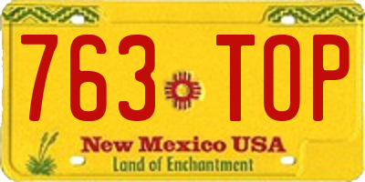 NM license plate 763TOP