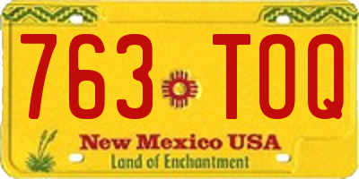 NM license plate 763TOQ