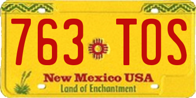 NM license plate 763TOS